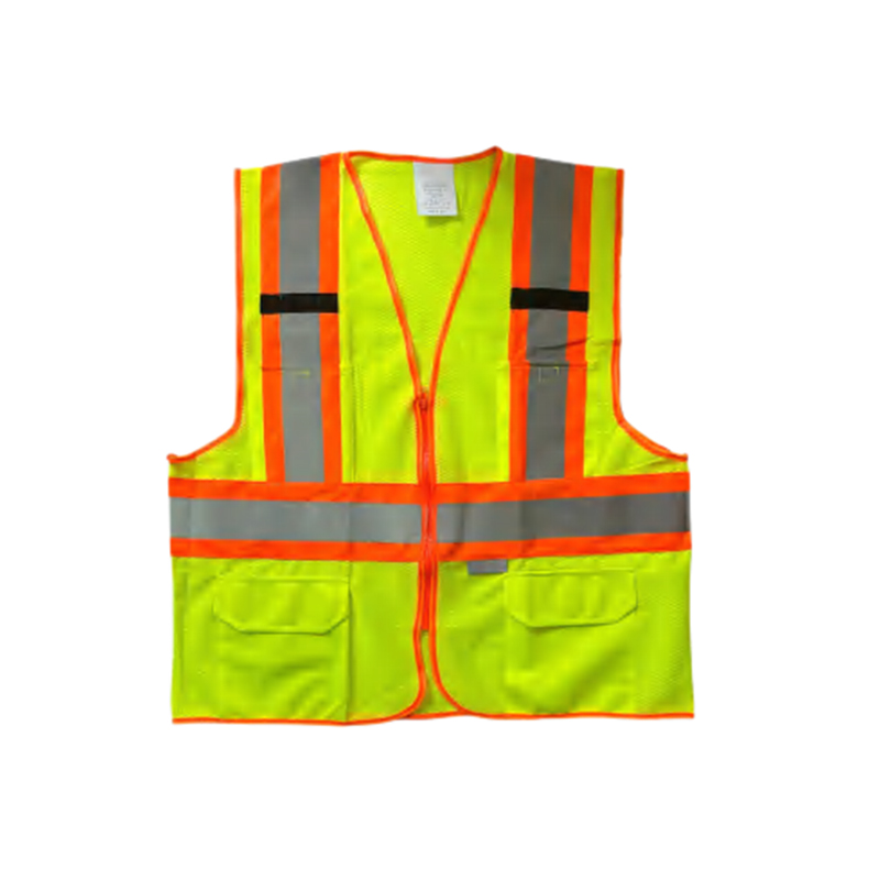 RF012 Gilet de sécurité réfléchissant haute visibilité 100 % polyester avec poches et fermeture éclair