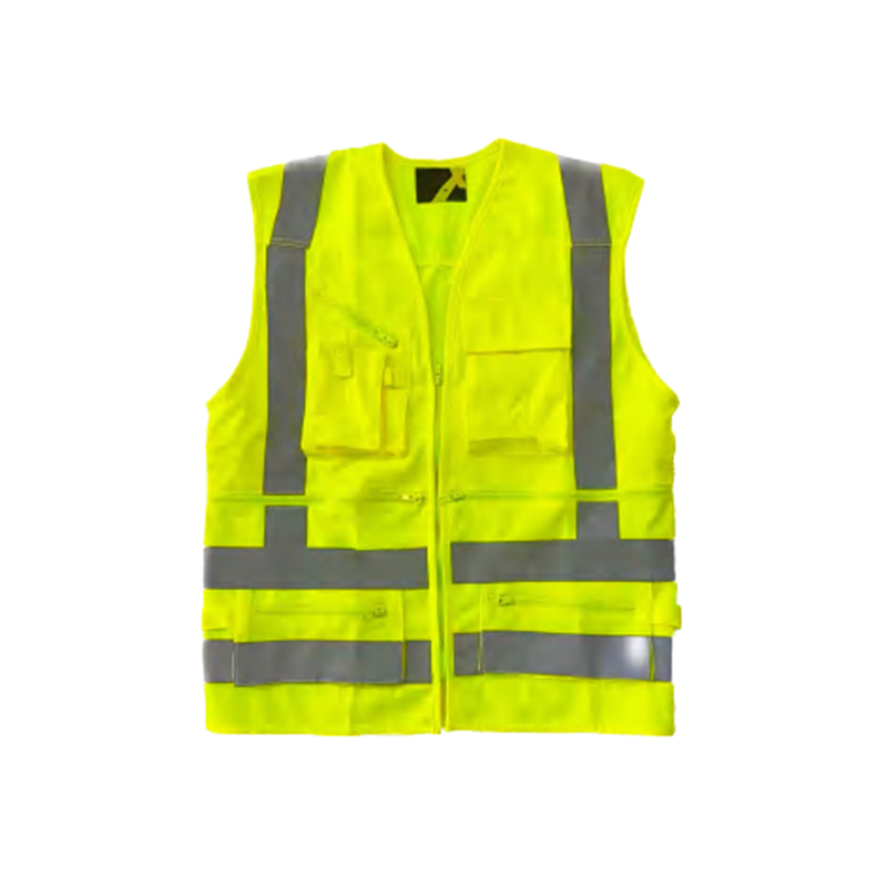 Gilet de travail industriel réfléchissant en matériau polyester à protection complète RF018